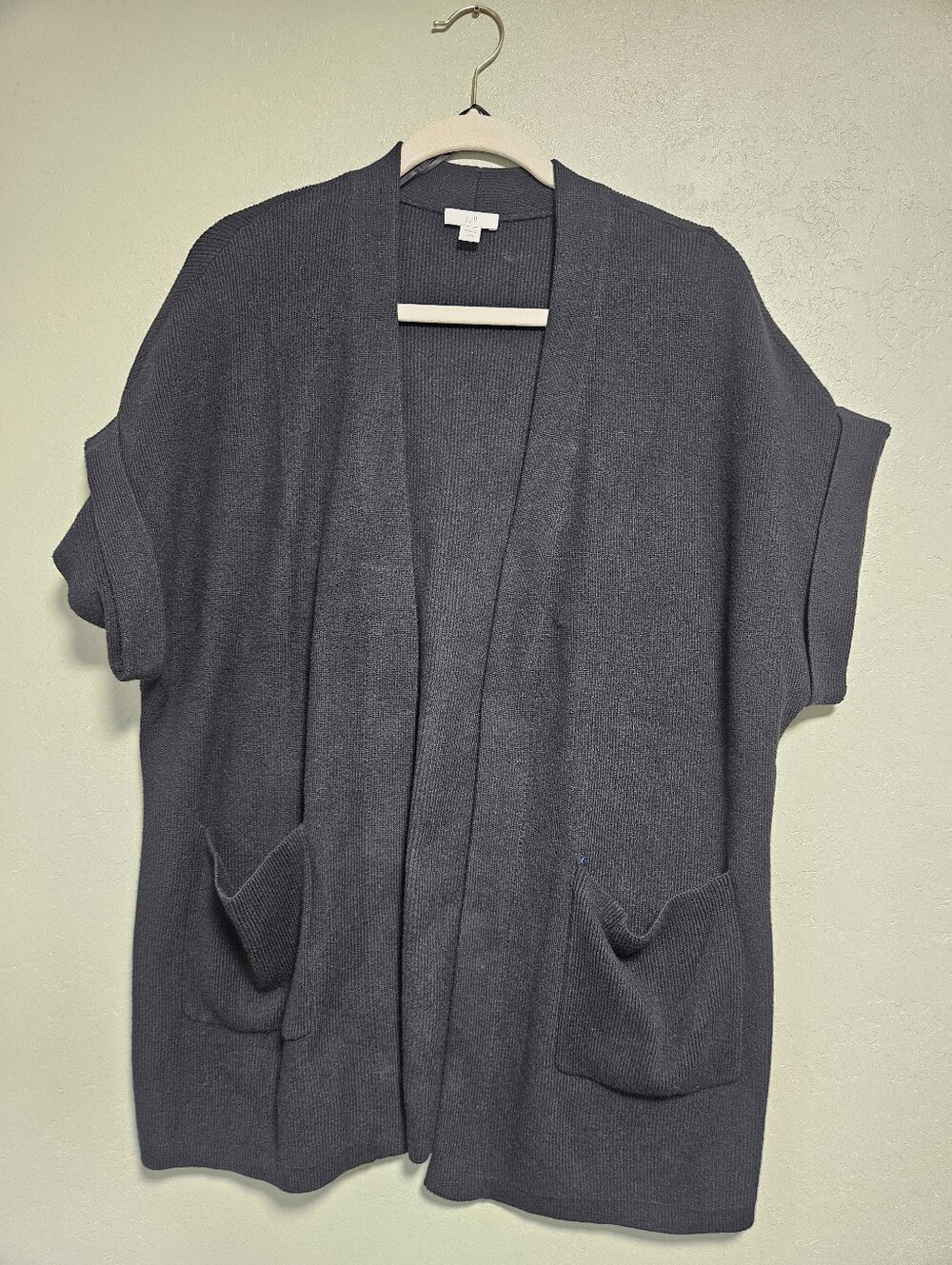 J. Jill Slate Gray Open-Front Short Sleeve Cardigan
